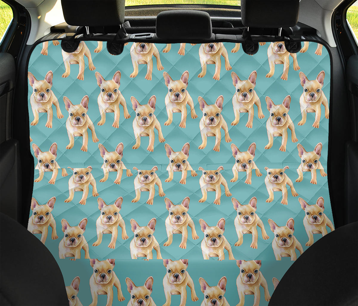 Watercolor French Bulldog Puppy Print Pet Car Back Seat Cover