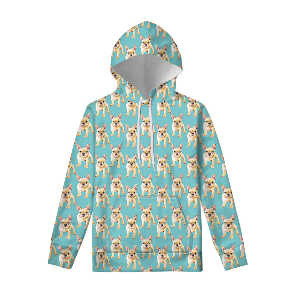 Watercolor French Bulldog Puppy Print Pullover Hoodie