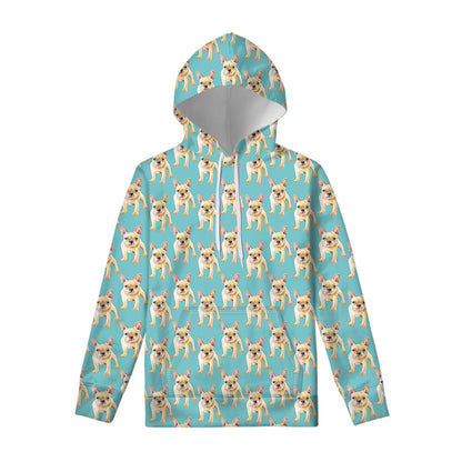 Watercolor French Bulldog Puppy Print Pullover Hoodie