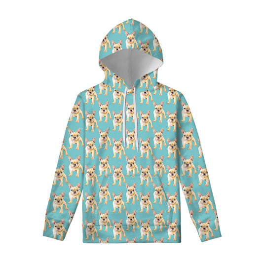 Watercolor French Bulldog Puppy Print Pullover Hoodie