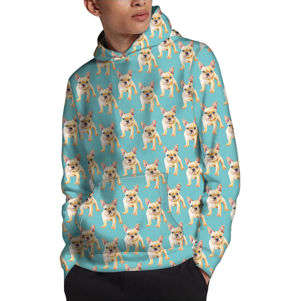 Watercolor French Bulldog Puppy Print Pullover Hoodie