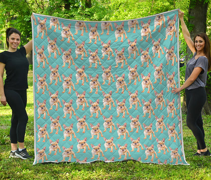 Watercolor French Bulldog Puppy Print Quilt