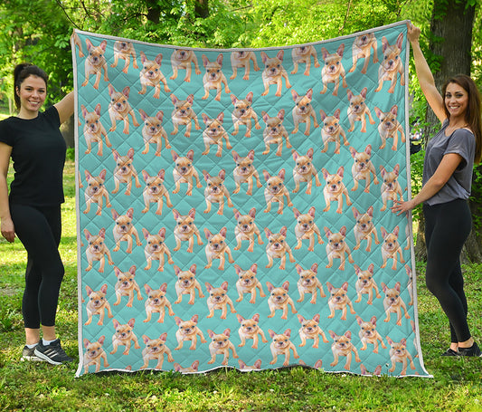 Watercolor French Bulldog Puppy Print Quilt