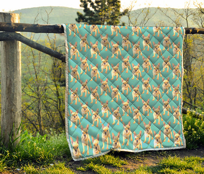 Watercolor French Bulldog Puppy Print Quilt