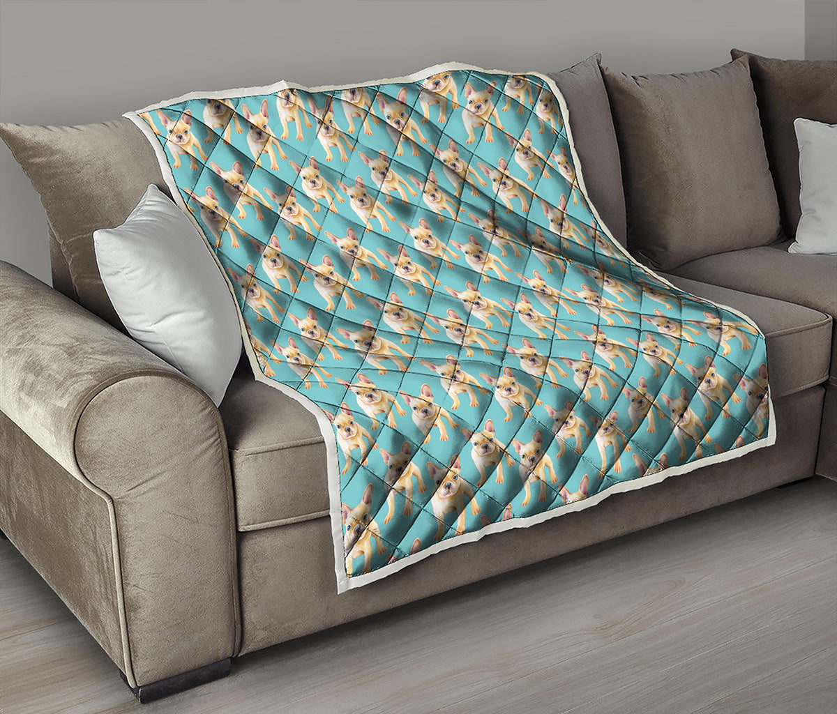 Watercolor French Bulldog Puppy Print Quilt