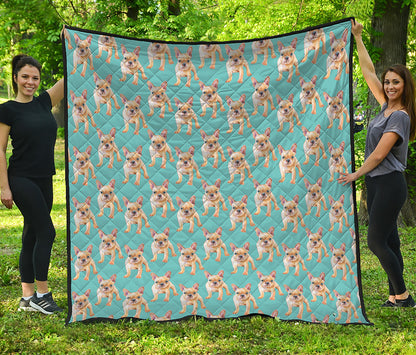 Watercolor French Bulldog Puppy Print Quilt