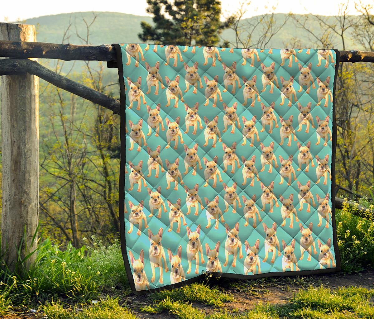 Watercolor French Bulldog Puppy Print Quilt