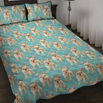 Watercolor French Bulldog Puppy Print Quilt Bed Set