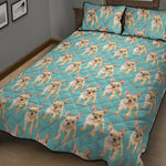 Watercolor French Bulldog Puppy Print Quilt Bed Set