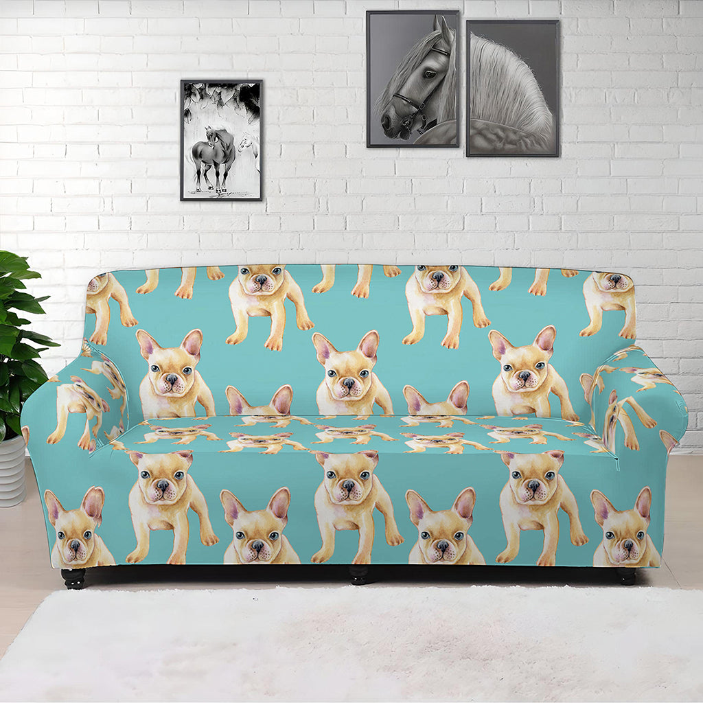 Watercolor French Bulldog Puppy Print Sofa Cover