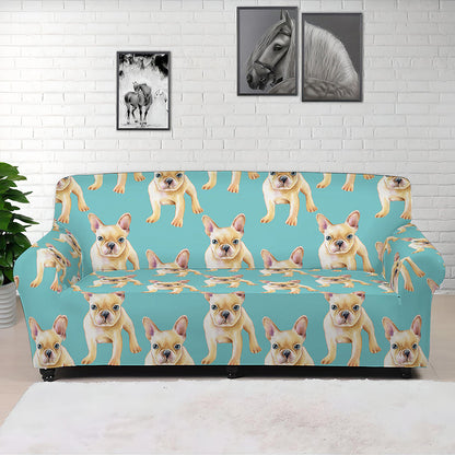 Watercolor French Bulldog Puppy Print Sofa Cover