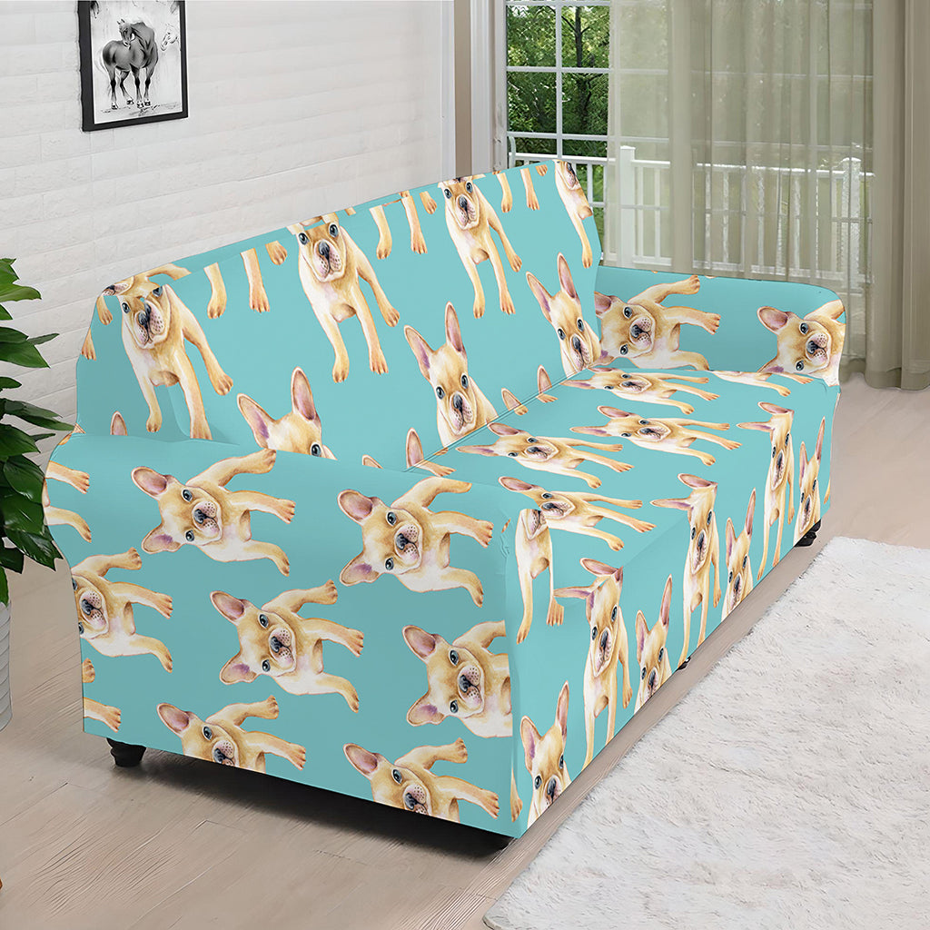 Watercolor French Bulldog Puppy Print Sofa Cover