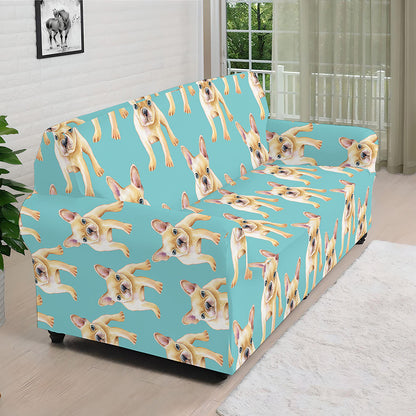 Watercolor French Bulldog Puppy Print Sofa Cover