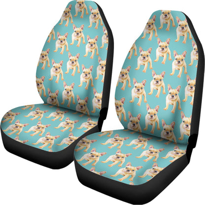 Watercolor French Bulldog Puppy Print Universal Fit Car Seat Covers