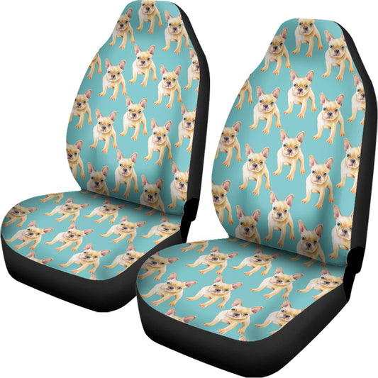 Watercolor French Bulldog Puppy Print Universal Fit Car Seat Covers