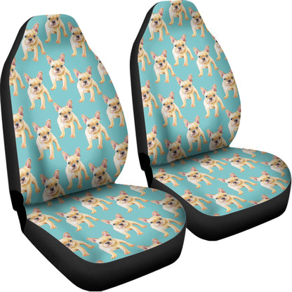 Watercolor French Bulldog Puppy Print Universal Fit Car Seat Covers
