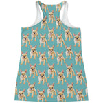 Watercolor French Bulldog Puppy Print Women's Racerback Tank Top