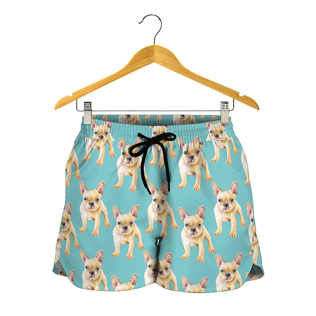 Watercolor French Bulldog Puppy Print Women's Shorts