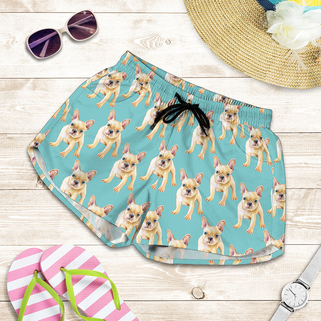 Watercolor French Bulldog Puppy Print Women's Shorts