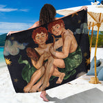 Watercolor Gemini Zodiac Sign Print Beach Sarong Wrap