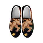 Watercolor Gemini Zodiac Sign Print Black Slip On Shoes
