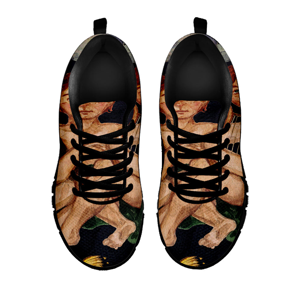 Watercolor Gemini Zodiac Sign Print Black Sneakers