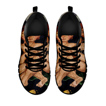 Watercolor Gemini Zodiac Sign Print Black Sneakers