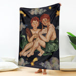 Watercolor Gemini Zodiac Sign Print Blanket