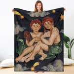 Watercolor Gemini Zodiac Sign Print Blanket