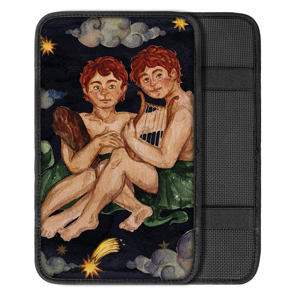 Watercolor Gemini Zodiac Sign Print Car Center Console Cover