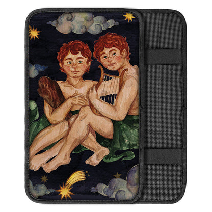 Watercolor Gemini Zodiac Sign Print Car Center Console Cover