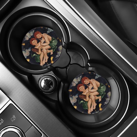 Watercolor Gemini Zodiac Sign Print Car Coasters
