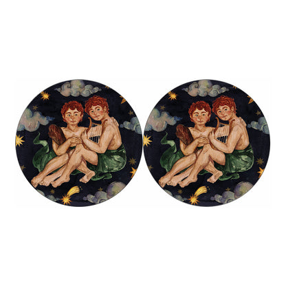 Watercolor Gemini Zodiac Sign Print Car Coasters