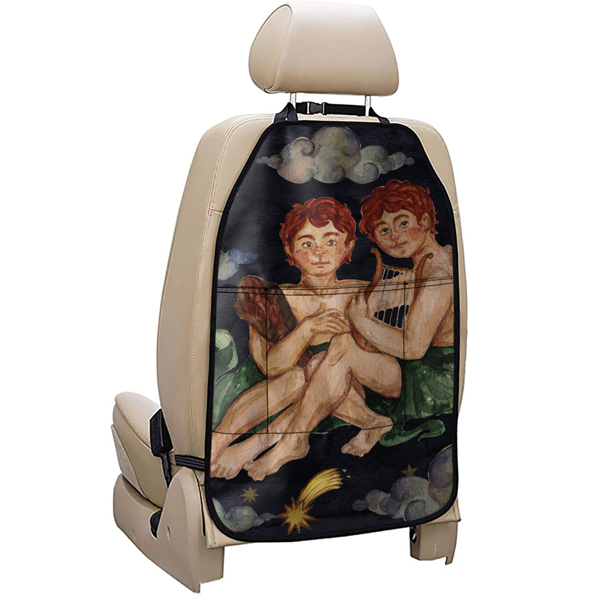 Watercolor Gemini Zodiac Sign Print Car Seat Organizers
