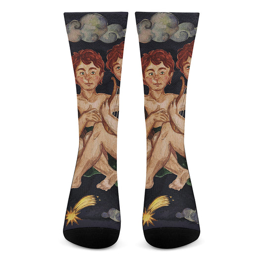 Watercolor Gemini Zodiac Sign Print Crew Socks