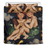 Watercolor Gemini Zodiac Sign Print Duvet Cover Bedding Set