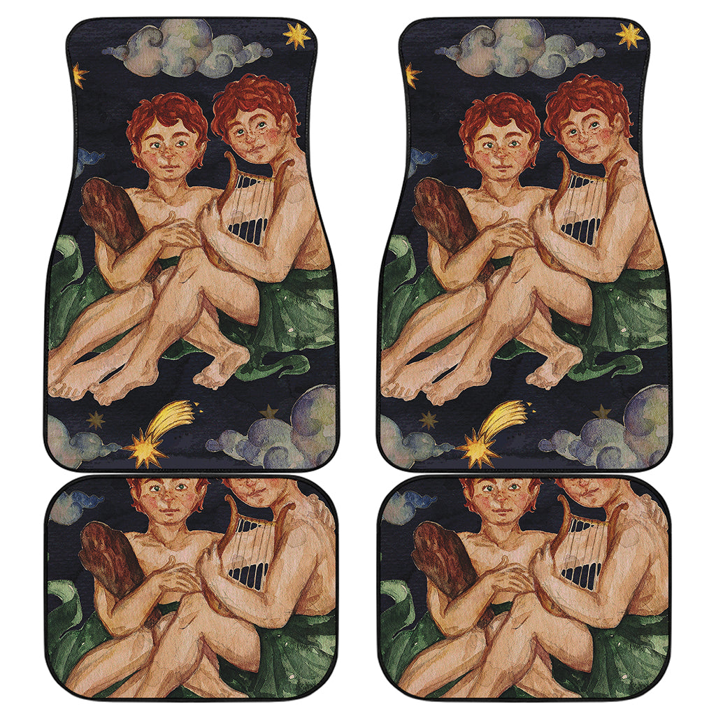 Watercolor Gemini Zodiac Sign Print Front and Back Car Floor Mats