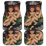 Watercolor Gemini Zodiac Sign Print Front and Back Car Floor Mats