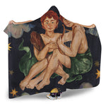 Watercolor Gemini Zodiac Sign Print Hooded Blanket