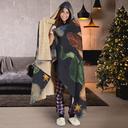 Watercolor Gemini Zodiac Sign Print Hooded Blanket