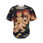 Watercolor Gemini Zodiac Sign Print Men's Baseball Jersey