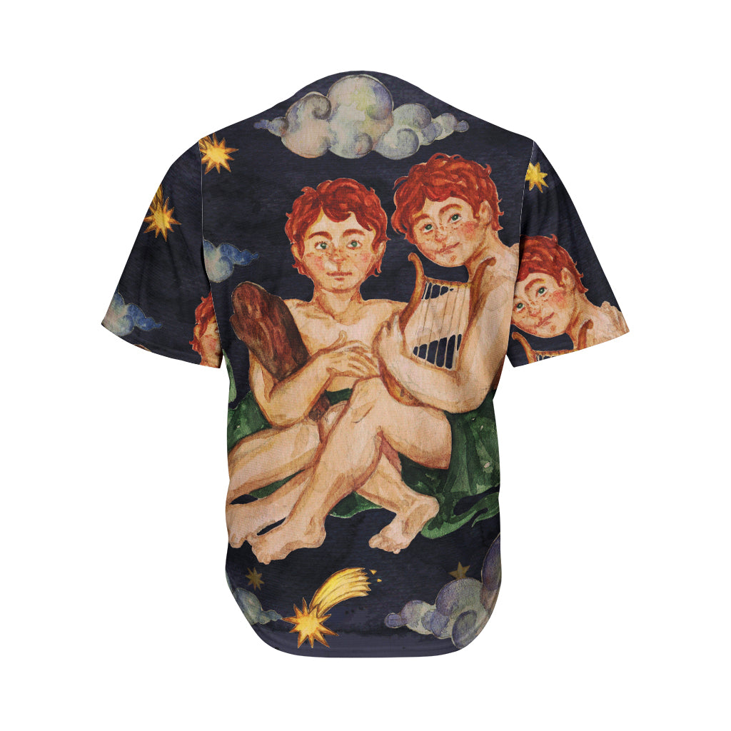Watercolor Gemini Zodiac Sign Print Men's Baseball Jersey