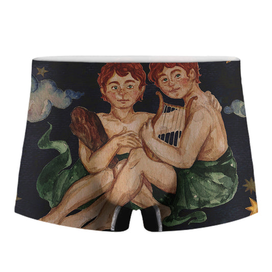 Watercolor Gemini Zodiac Sign Print Men's Boxer Briefs