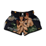 Watercolor Gemini Zodiac Sign Print Muay Thai Boxing Shorts