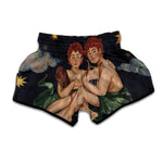 Watercolor Gemini Zodiac Sign Print Muay Thai Boxing Shorts