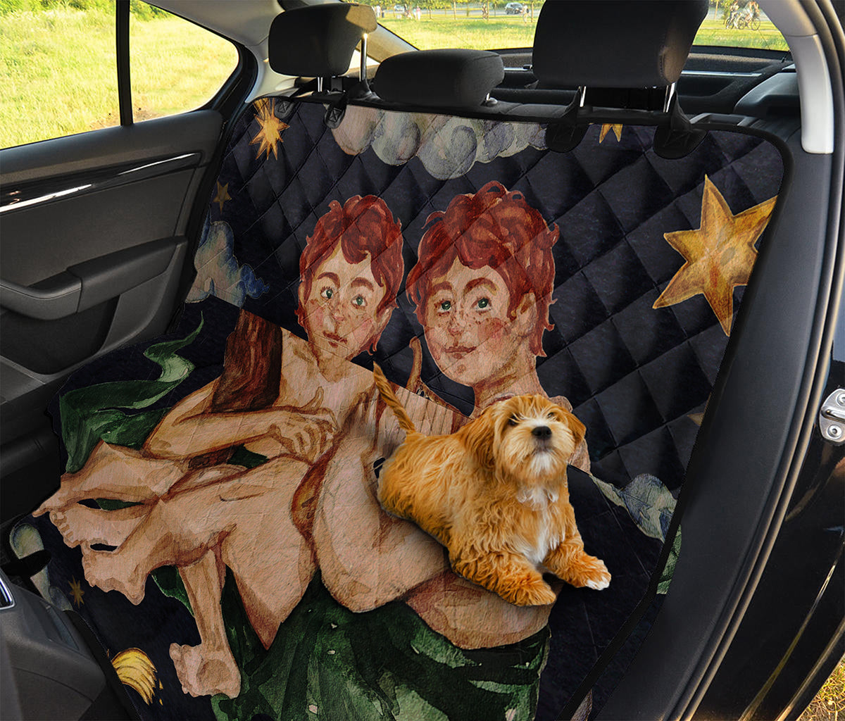 Watercolor Gemini Zodiac Sign Print Pet Car Back Seat Cover