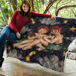 Watercolor Gemini Zodiac Sign Print Quilt