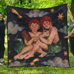 Watercolor Gemini Zodiac Sign Print Quilt
