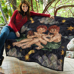 Watercolor Gemini Zodiac Sign Print Quilt
