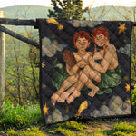 Watercolor Gemini Zodiac Sign Print Quilt